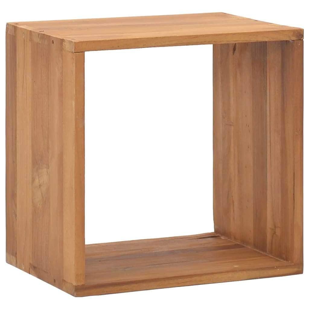 Bedside Cabinet Solid Teak Wood Cube Shape