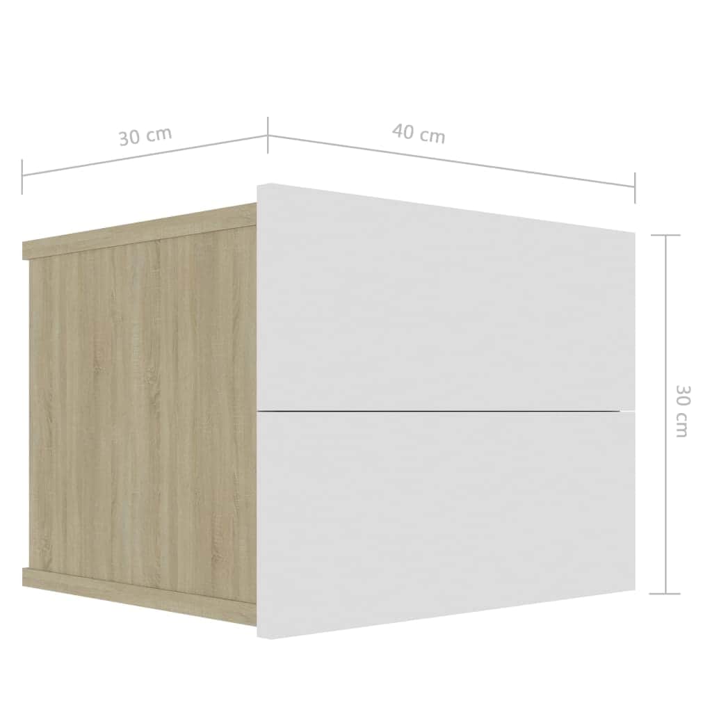 Bedside Cabinet White and Sonoma Oak 1 Chipboard