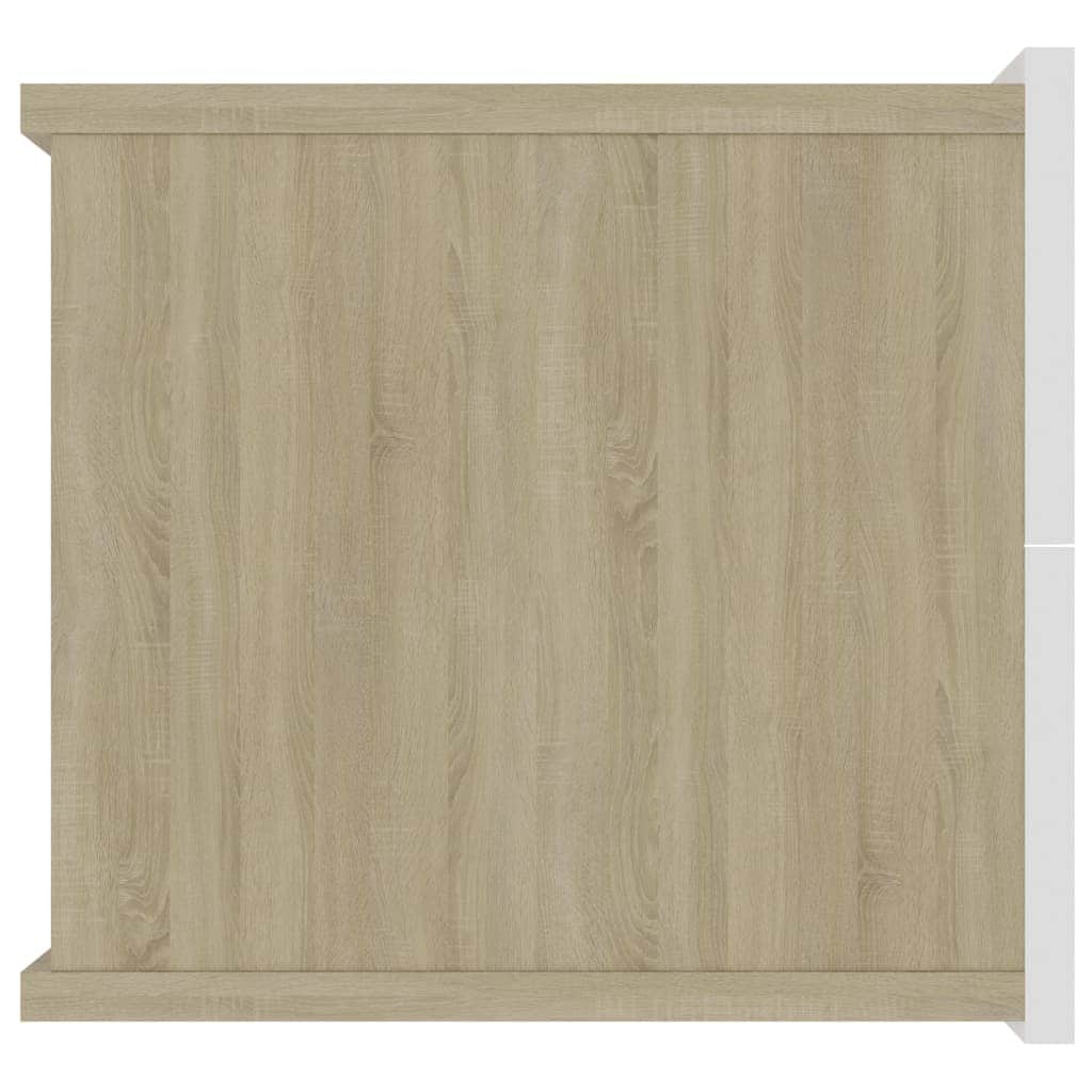 Bedside Cabinet White and Sonoma Oak 1 Chipboard