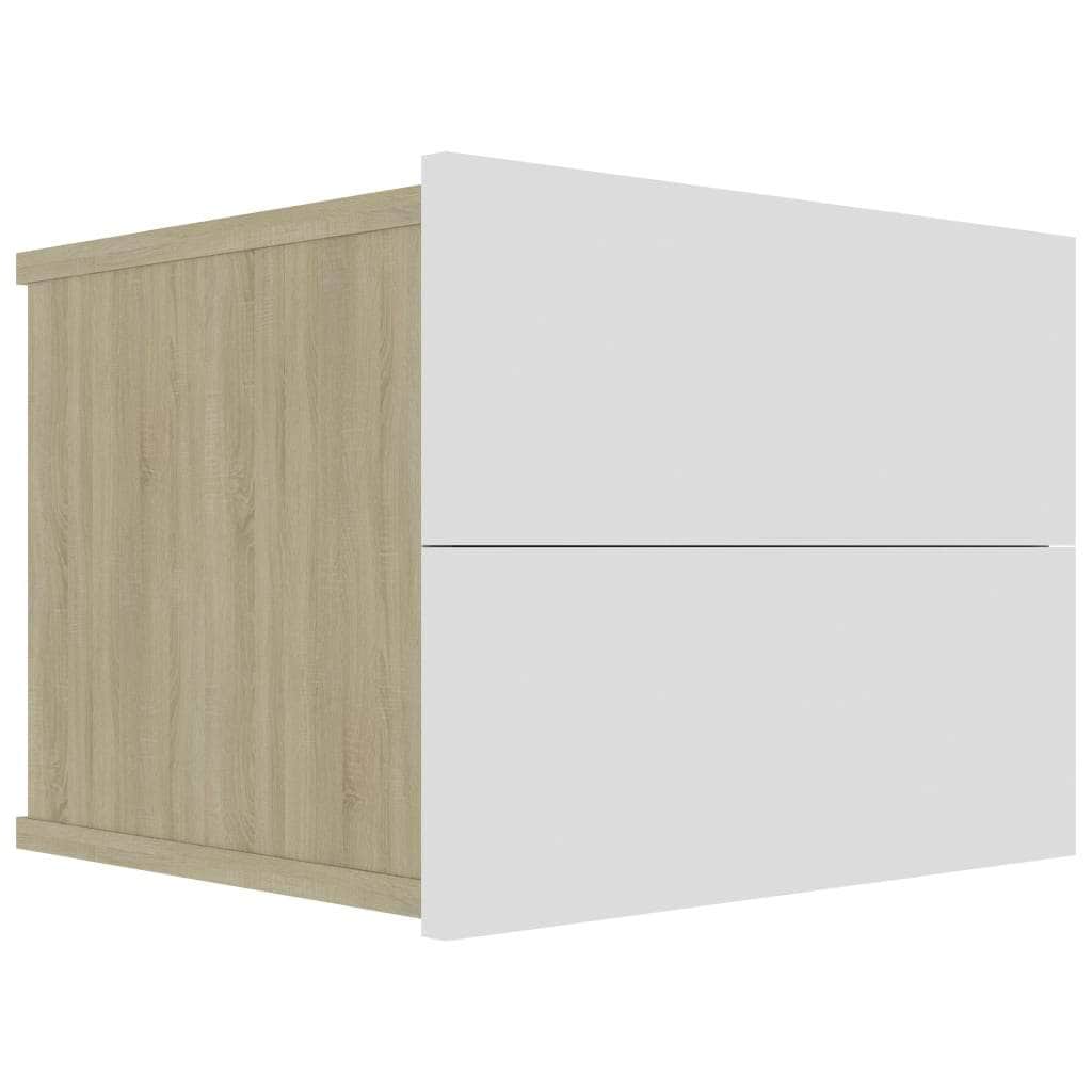 Bedside Cabinet White and Sonoma Oak 1 Chipboard