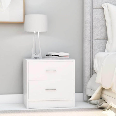 Bedside Cabinet White Chipboard