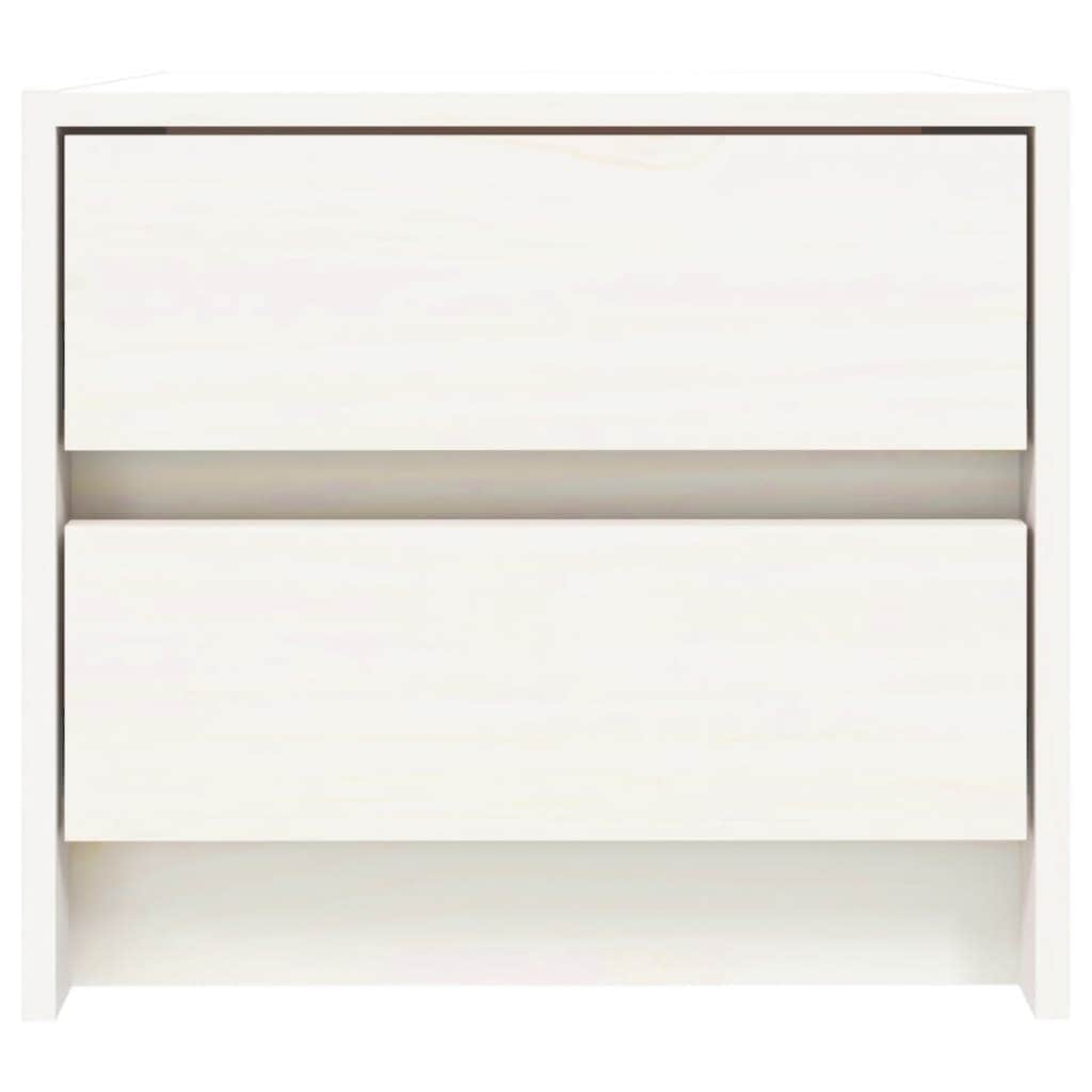 Bedside Cabinet White Solid Wood Pine