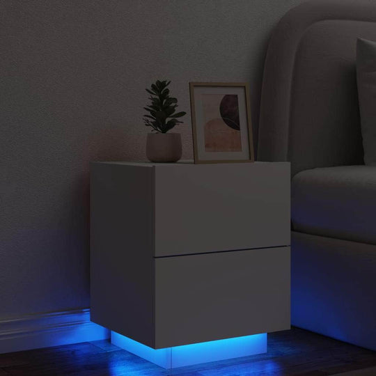 Bedside Cabinet with LED Lights Engineered Wood
