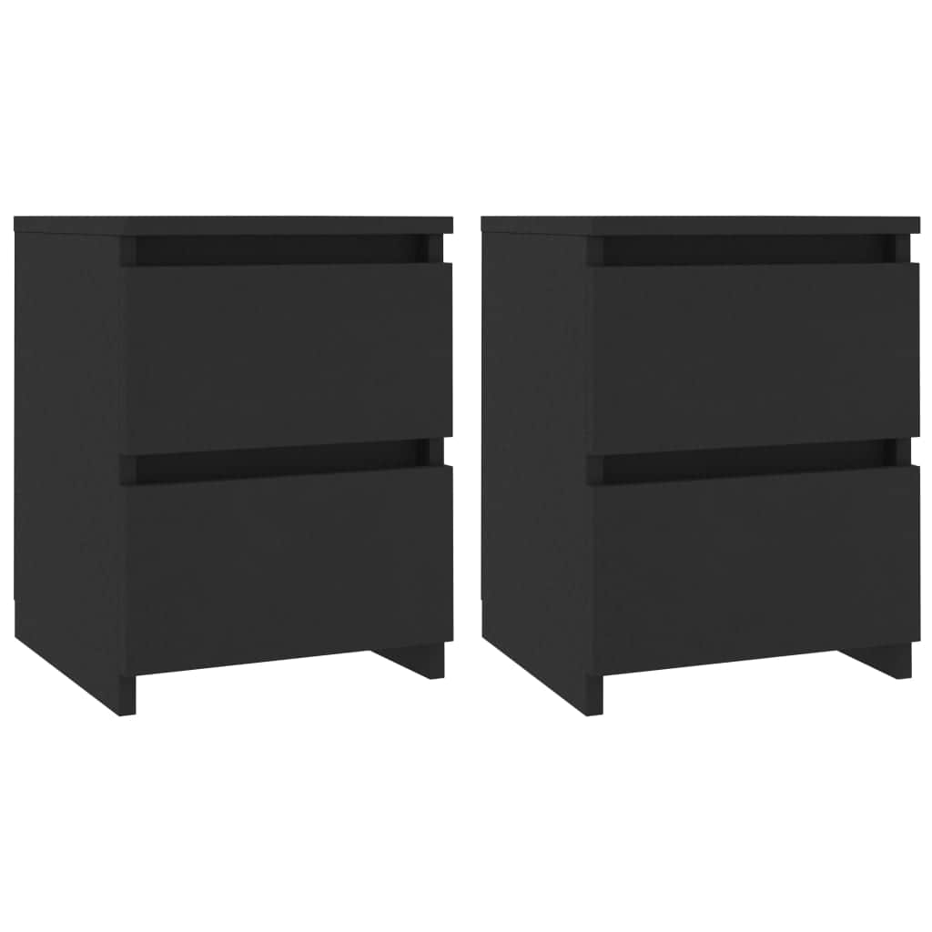 Bedside Cabinets 2 pcs Black - Chipboard