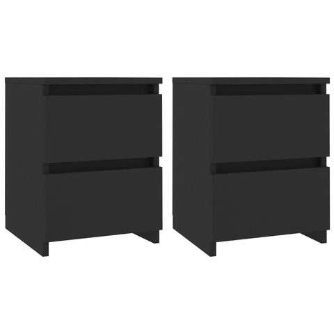 Bedside Cabinets 2 pcs Black - Chipboard