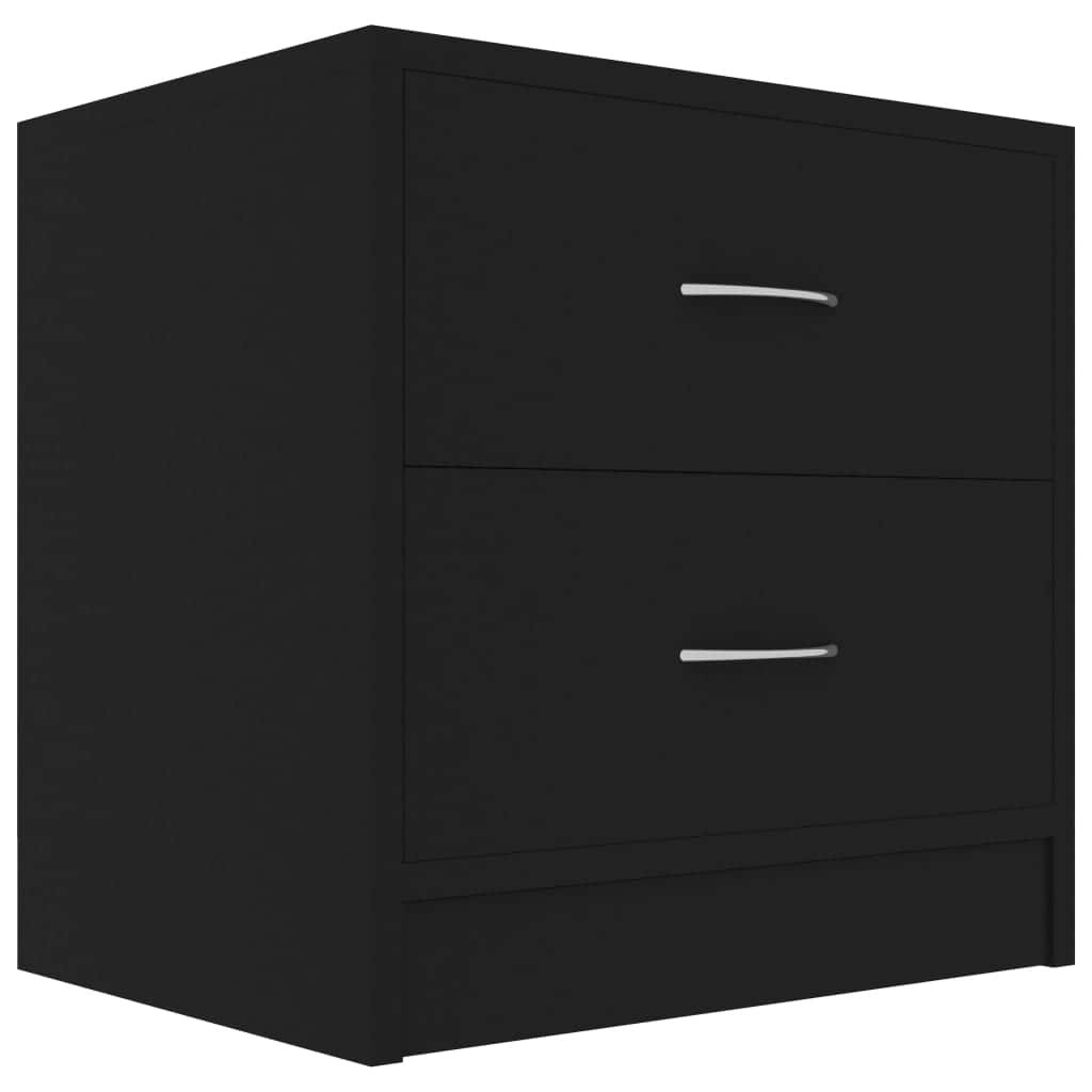 Bedside Cabinets 2 pcs Black - Engineered Wood