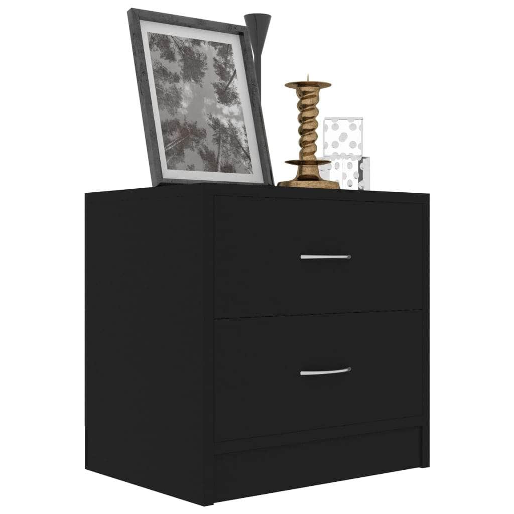 Bedside Cabinets 2 pcs Black - Engineered Wood