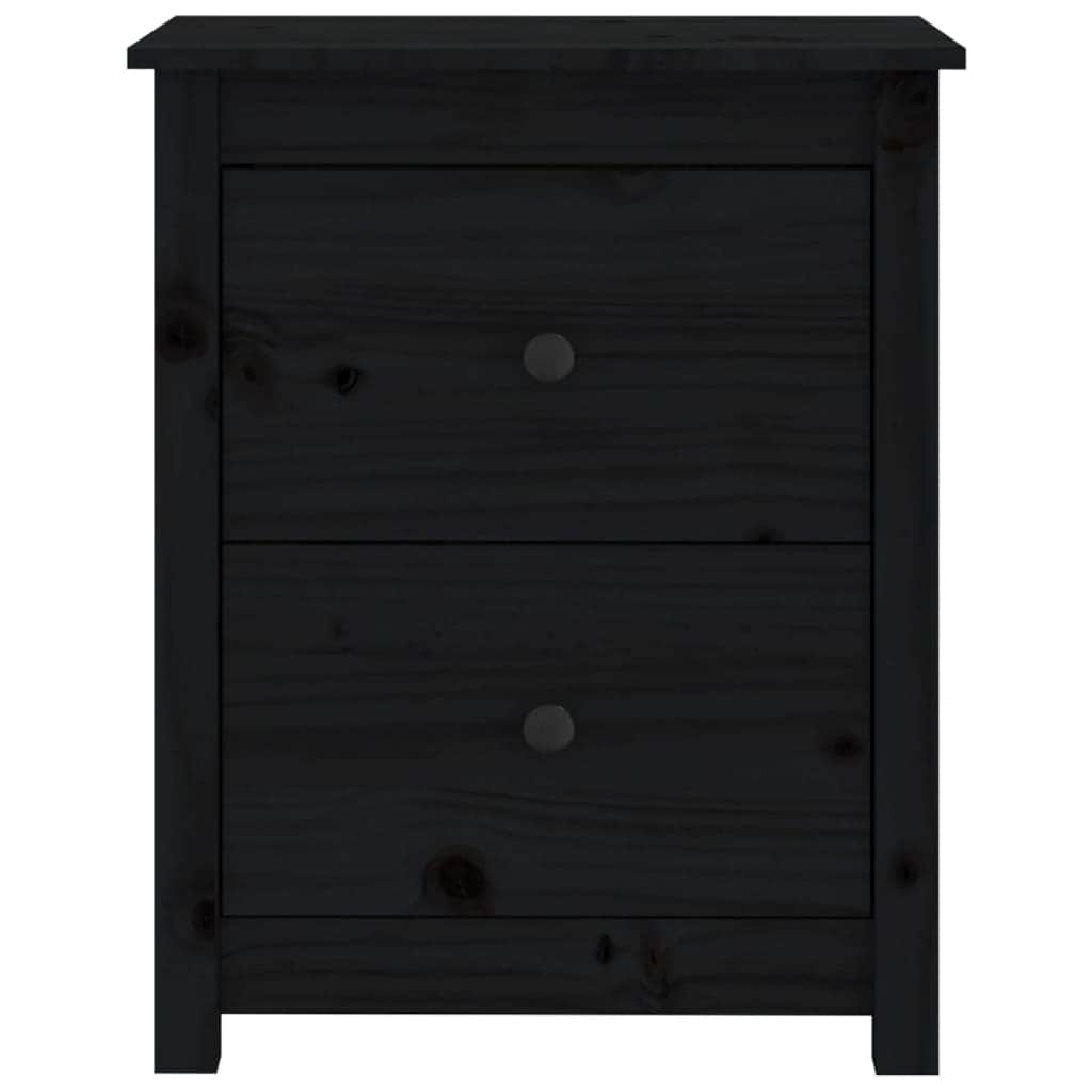Bedside Cabinets 2 pcs Black Solid Wood
