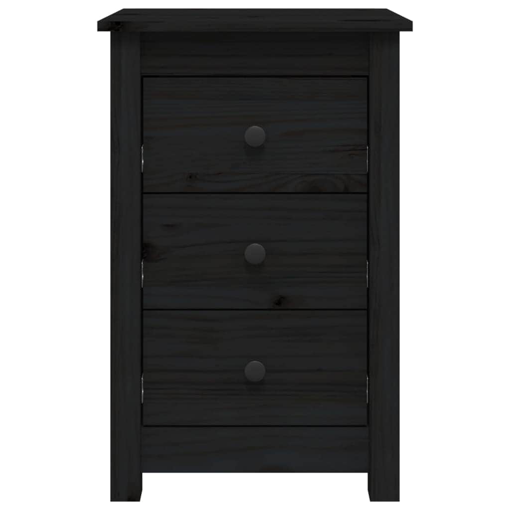 Bedside Cabinets 2 pcs Black Solid Wood Pine