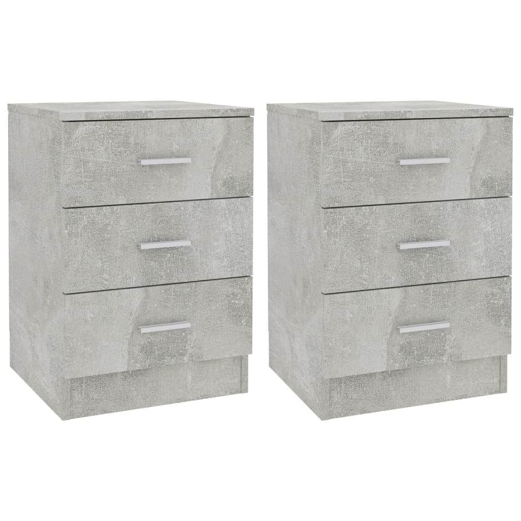 Bedside Cabinets 2 pcs Concrete Grey - Chipboard