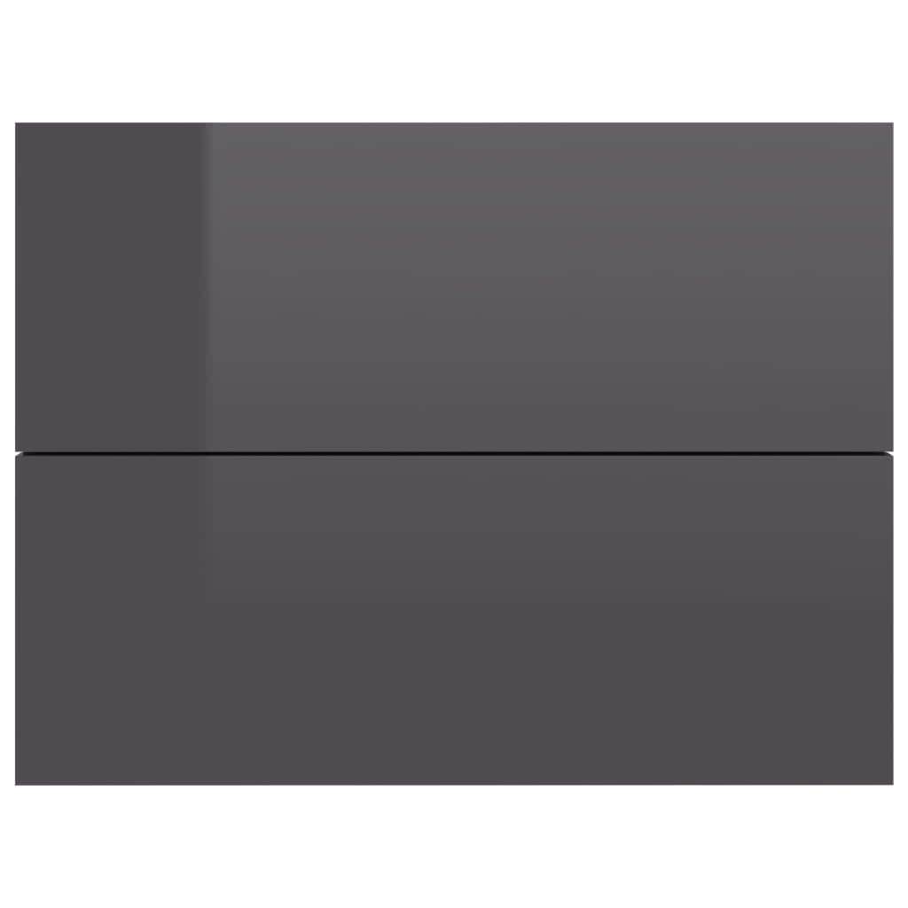 Bedside Cabinets 2 pcs High Gloss Grey Engineered Wood