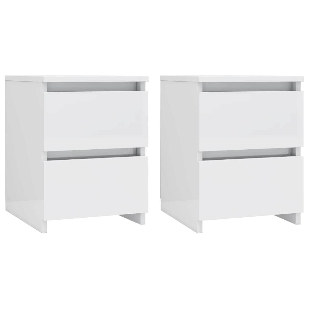 Bedside Cabinets 2 pcs High Gloss White  Chipboard