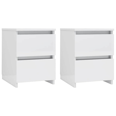 Bedside Cabinets 2 pcs High Gloss White  Chipboard