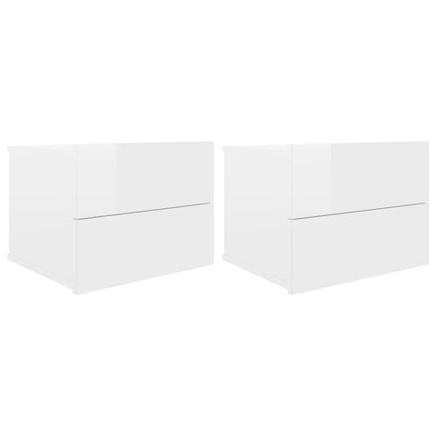 Bedside Cabinets 2 pcs High Gloss White Engineered Wood