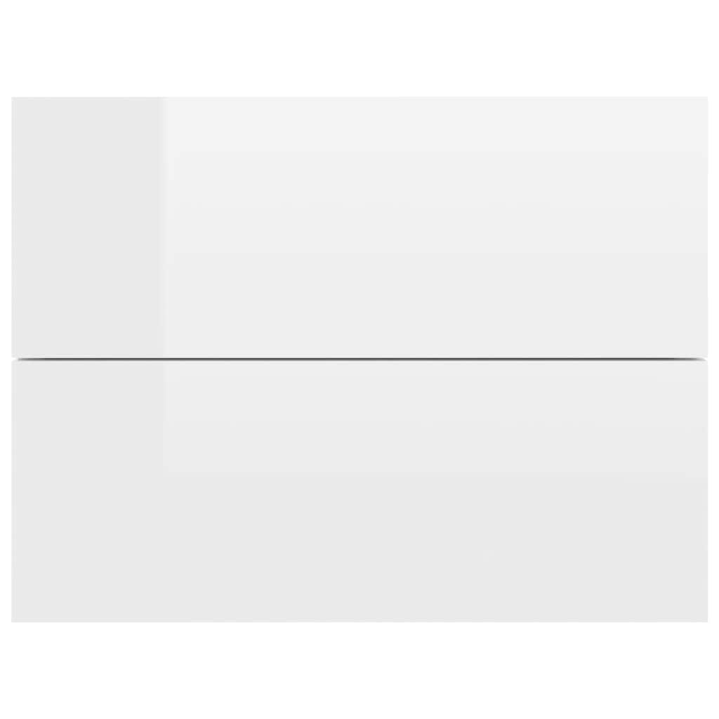 Bedside Cabinets 2 pcs High Gloss White Engineered Wood