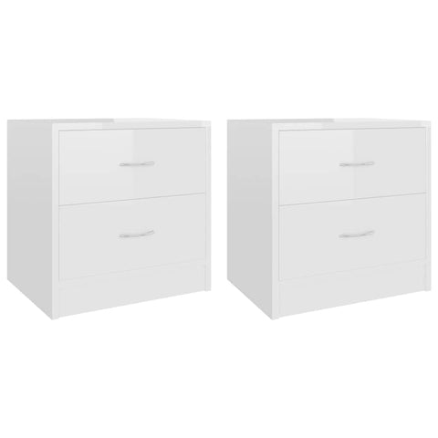 Bedside Cabinets 2 pcs High Gloss White - Engineered Wood