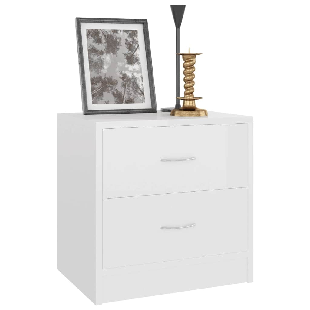 Bedside Cabinets 2 pcs High Gloss White - Engineered Wood