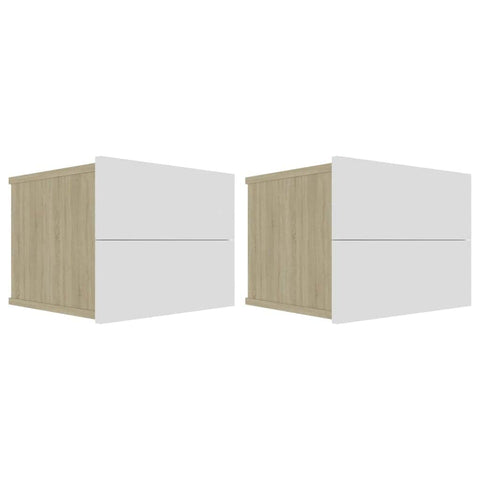 Bedside Cabinets 2 pcs White and Sonoma Oak Chipboard