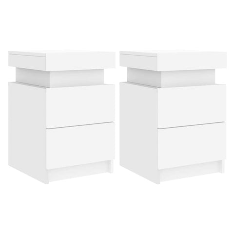 Bedside Cabinets with LED Lights 2 pcs White