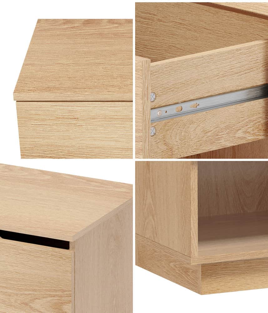 Bedside Table 1 Drawer Storage Nightstand Cabinet Natural