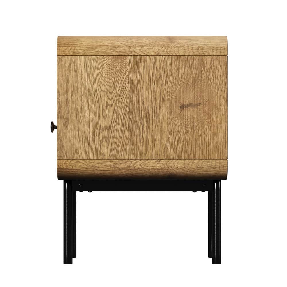 Bedside Table 1 or 2 Drawers Bedroom Nightstand Wood Grain Metal Natural