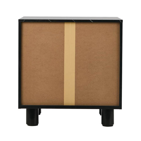 Bedside Table 2 Drawer Storage Cabinet Nightstand Black/Walnut 2 Pack Set