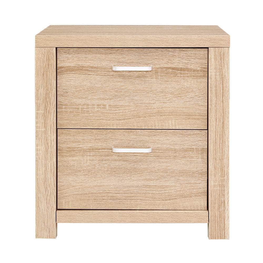 Bedside Table 2 Drawers - MAXI Pine