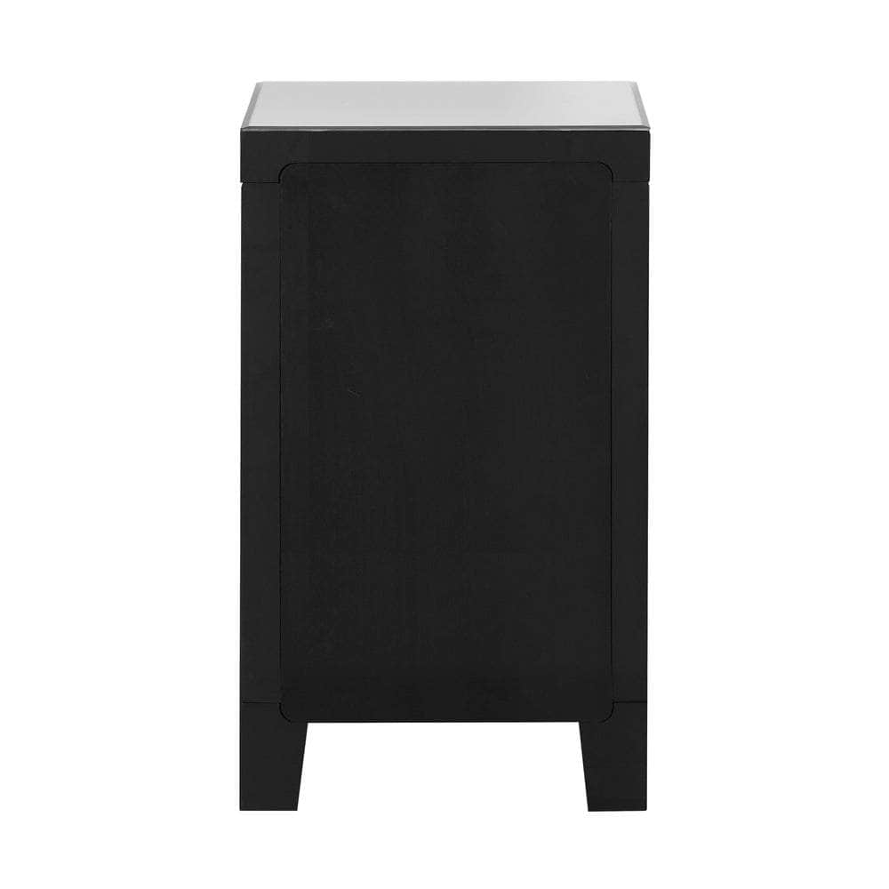 Bedside Table, 2 Drawers Mirrored Nightstand Bedroom Storage Cabiner End Table