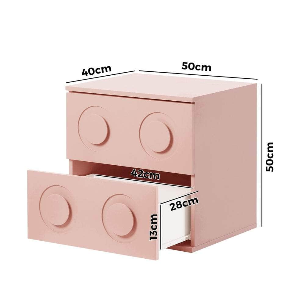 Bedside Table 2 Drawers Nightstand Side Storage Cabinet - Green