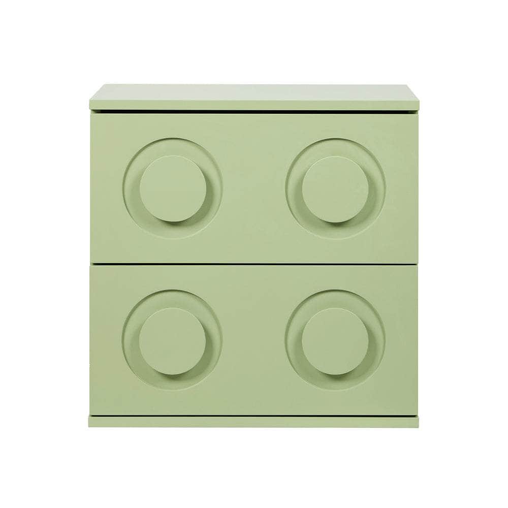 Bedside Table 2 Drawers Nightstand Side Storage Cabinet - Green