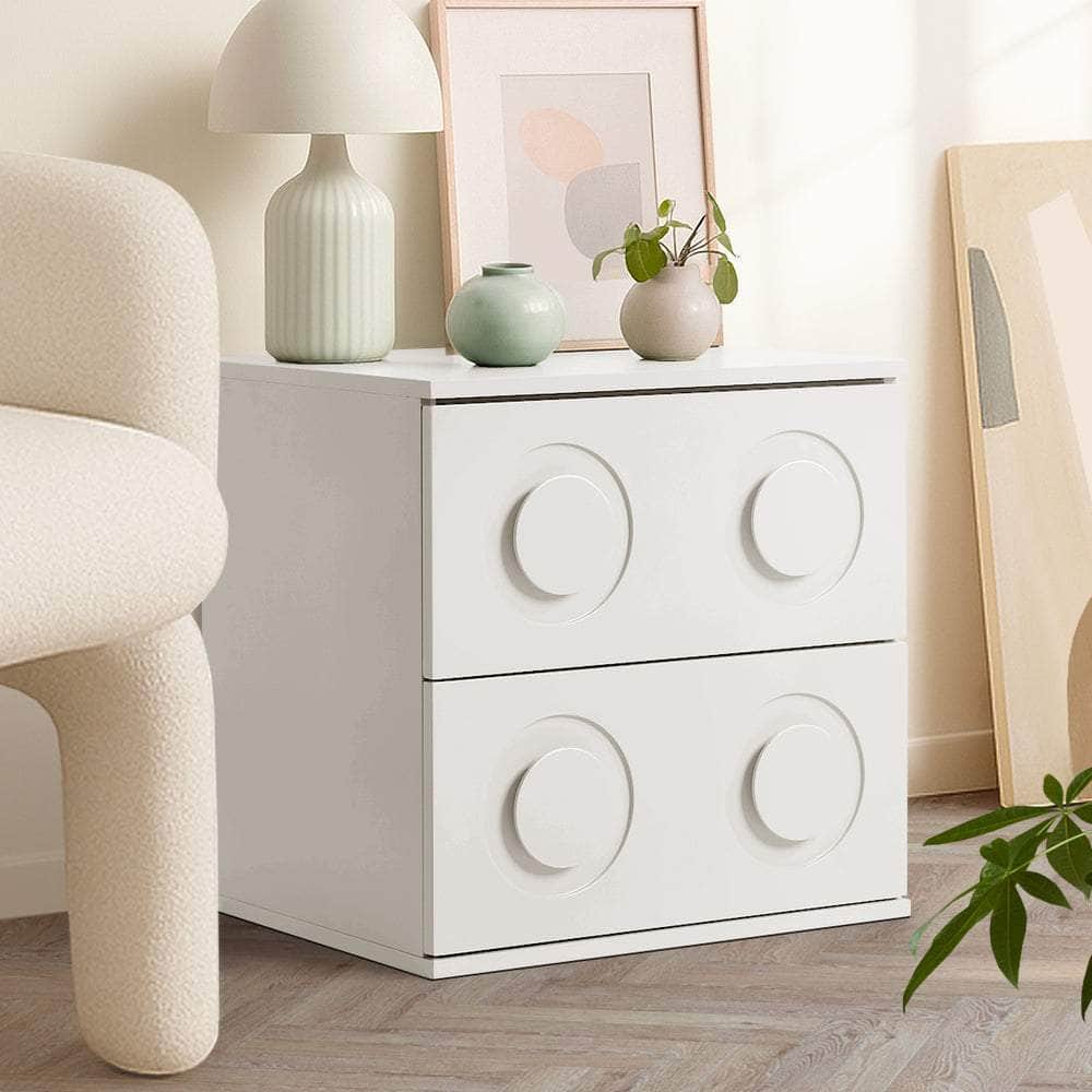 Bedside Table 2 Drawers Nightstand Side Storage Cabinet - Green