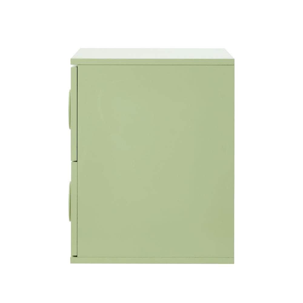 Bedside Table 2 Drawers Nightstand Side Storage Cabinet - Green