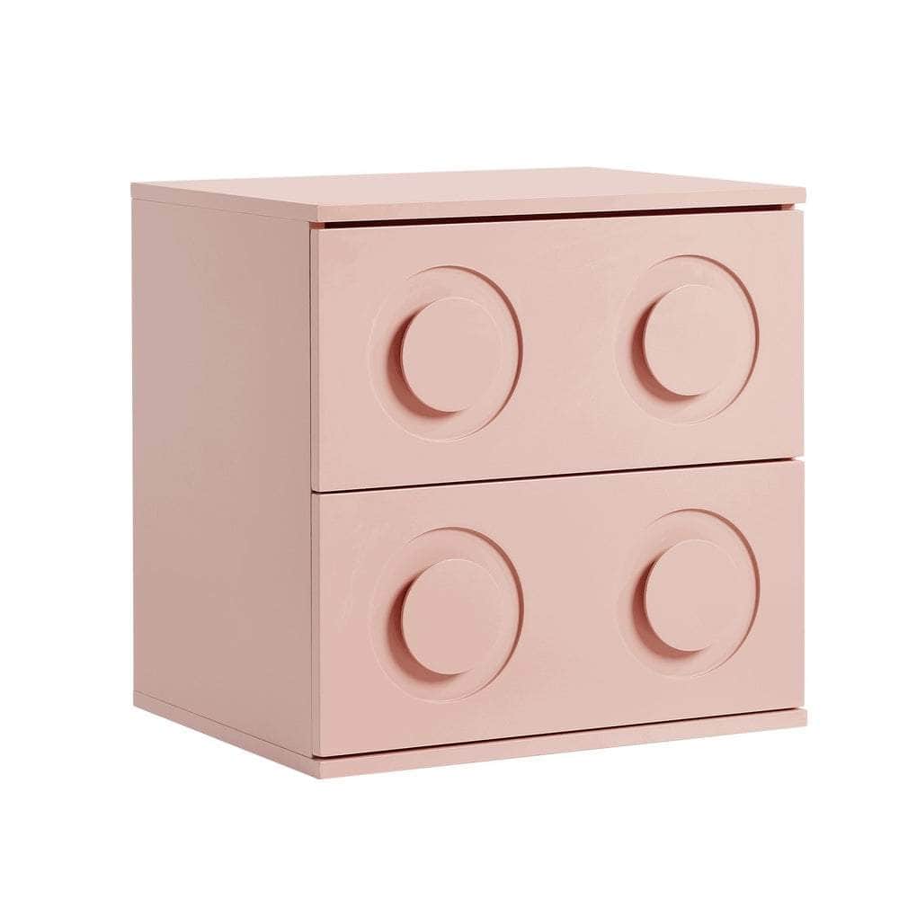 Bedside Table 2 Drawers Nightstand Side Storage Cabinet - Green