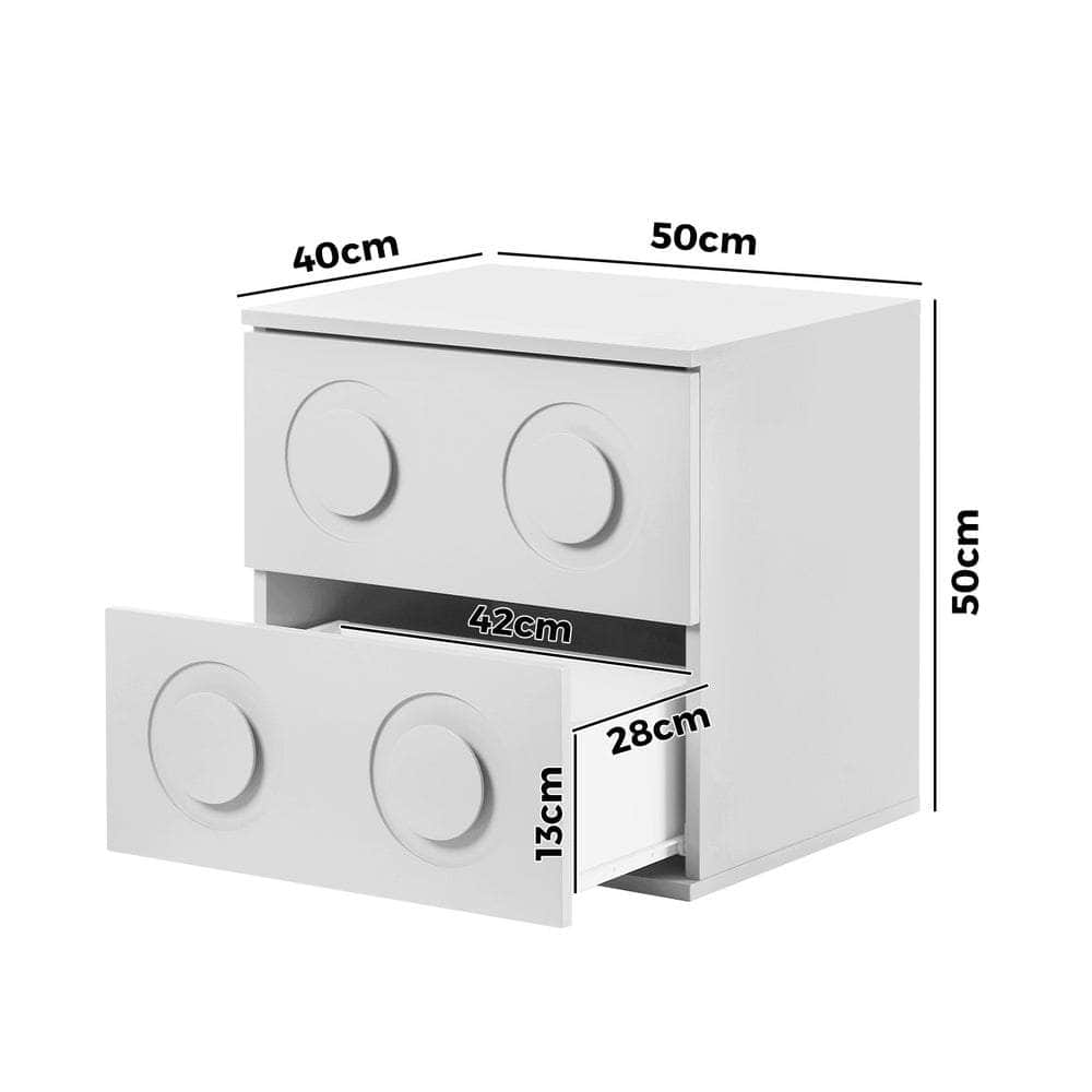 Bedside Table 2 Drawers Nightstand Side Storage Cabinet - Green