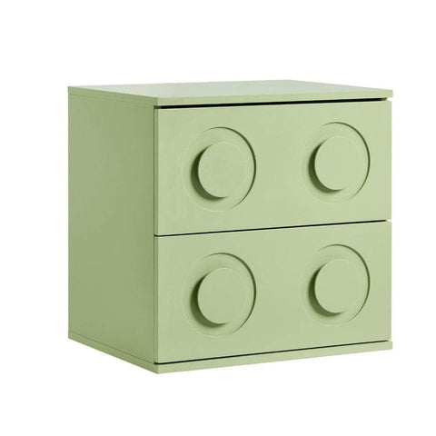 Bedside Table 2 Drawers Nightstand Side Storage Cabinet - Green
