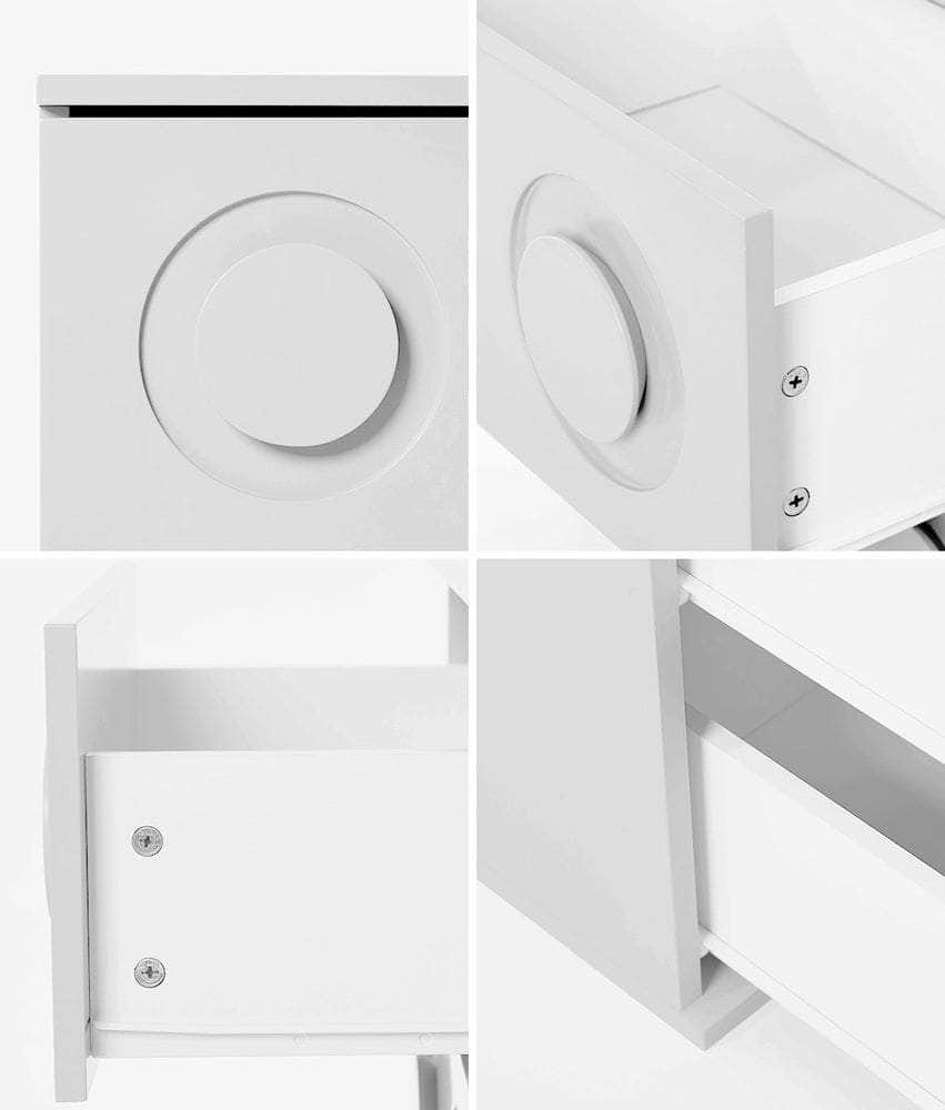 Bedside Table 2 Drawers Nightstand Side Storage Cabinet - Green