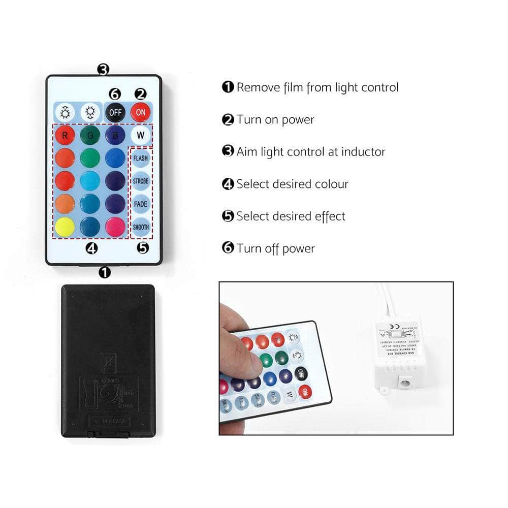 Bedside Table 2 Drawers RGB LED Cabinet White