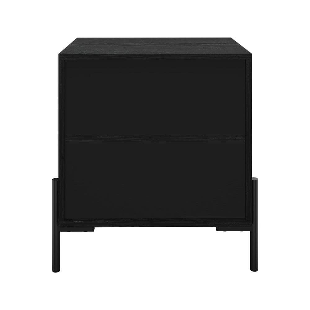 Bedside Table 2 Drawers Side End Nightstand Walnut