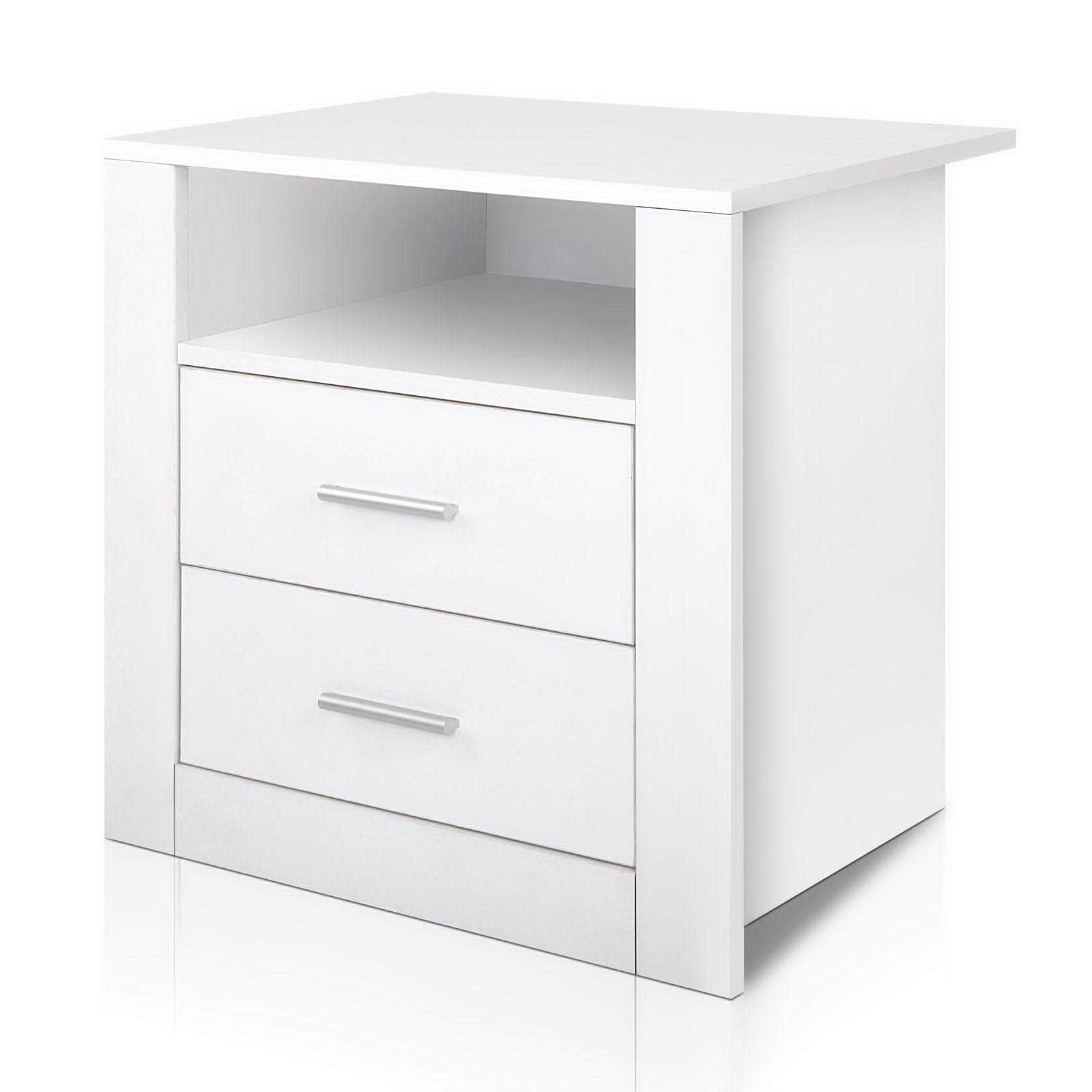 White bedside table