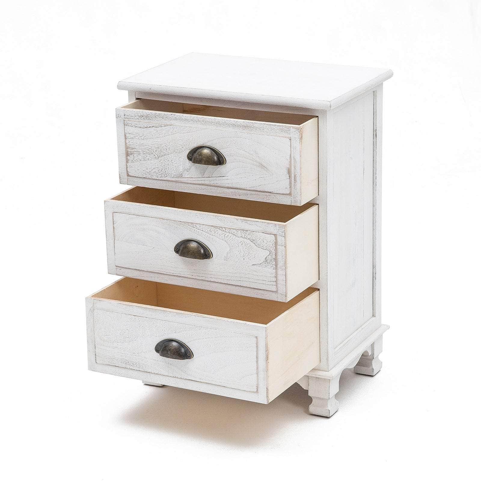 Bedside Table 3/4 Drawers Vintage Side Table Storage Cabinet Bedroom
