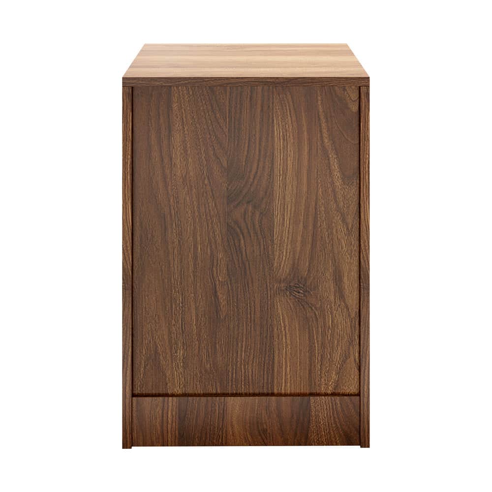 Bedside Table 3 Drawer Side Table Storage Cabinet Walnut 2 Pack