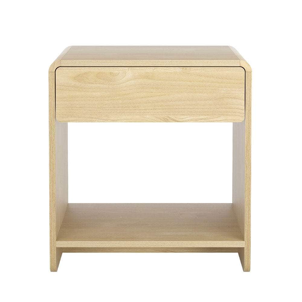 Bedside Tables - Bedside Table Drawer Open Shelf Pine