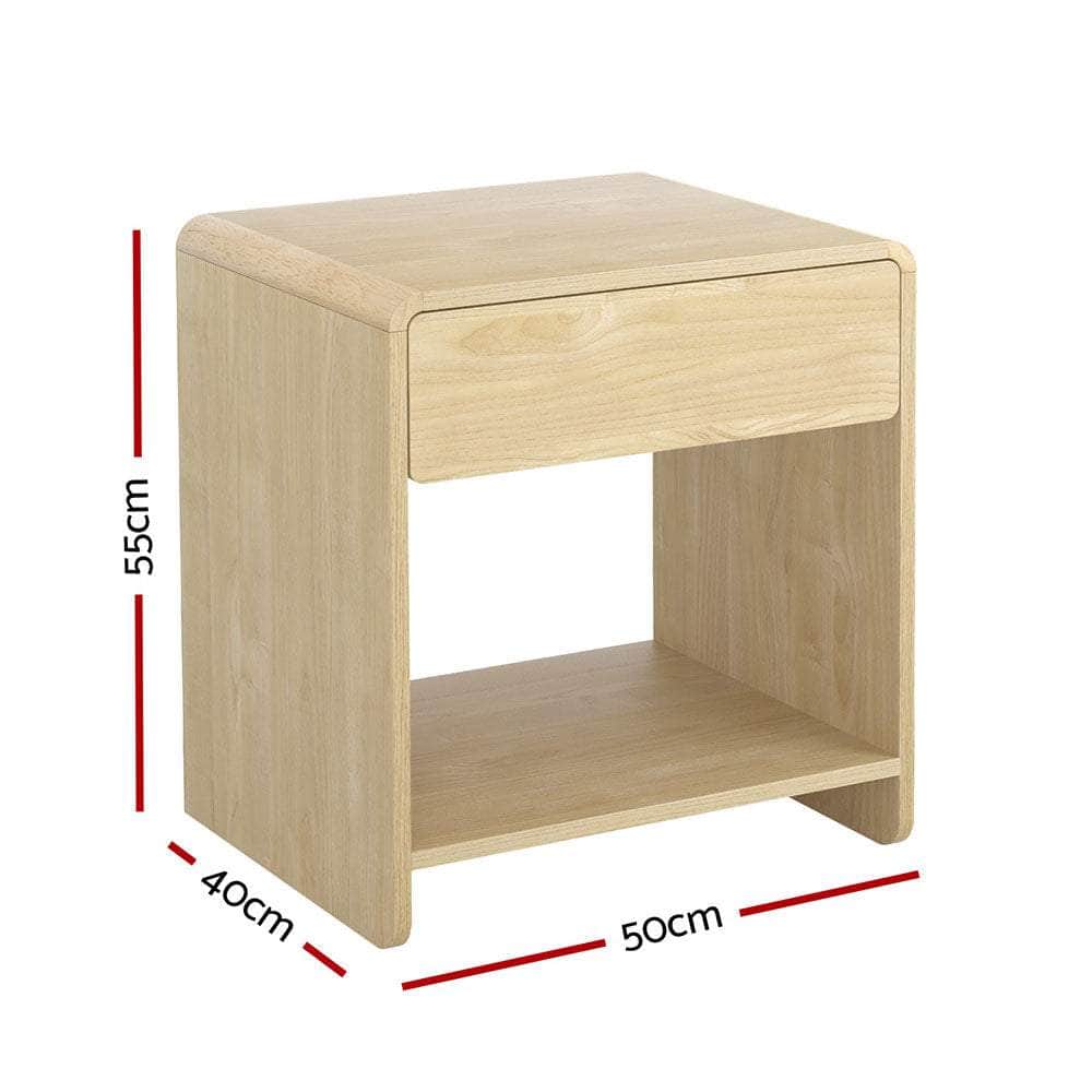Pine finish - Bedside Table Drawer Open Shelf Pine