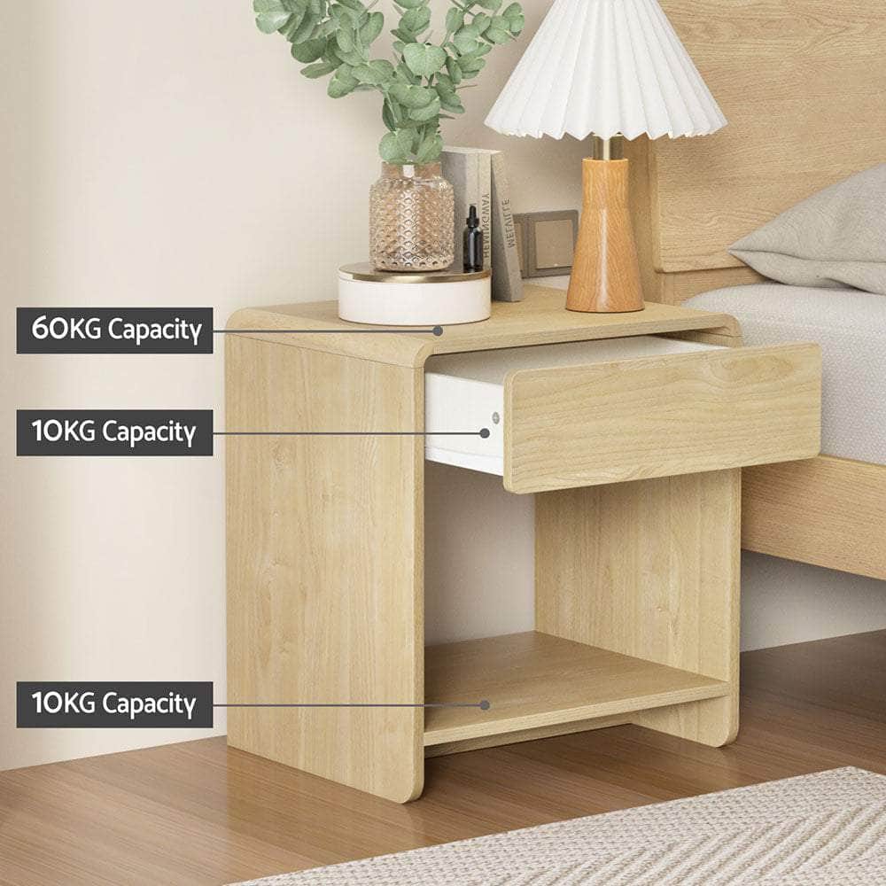 Bedside Table Drawer Open Shelf Pine | Pine finish