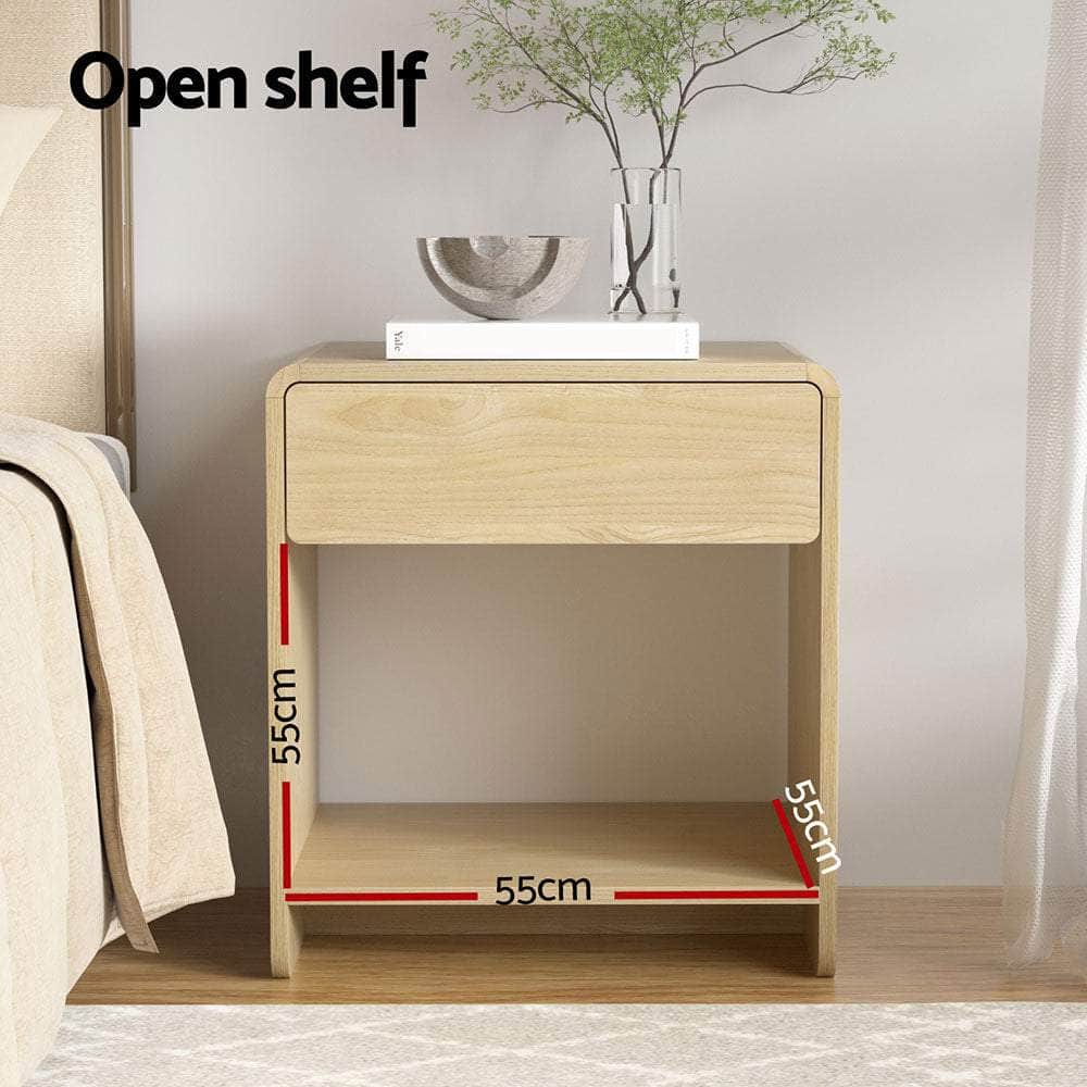 Bedside Table Drawer Open Shelf Pine | Bedside Tables