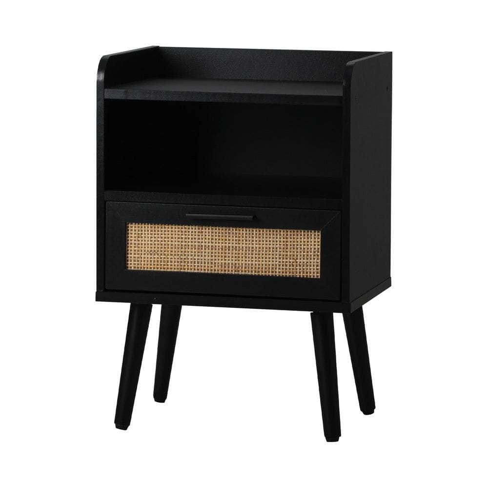 Bedside Table Drawer Side End Table Rattan