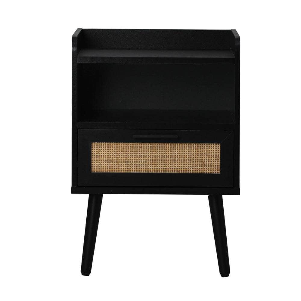 Bedside Table Drawer Side End Table Rattan