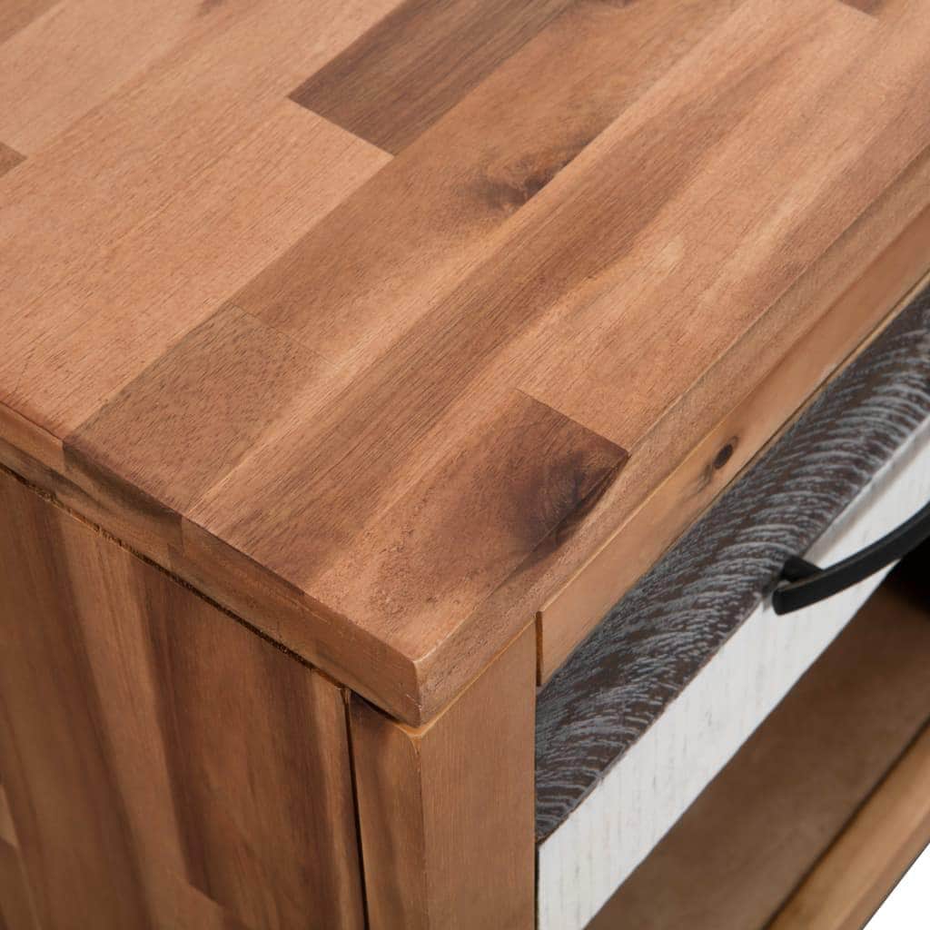 Bedside Table Durable Solid Acacia Wood