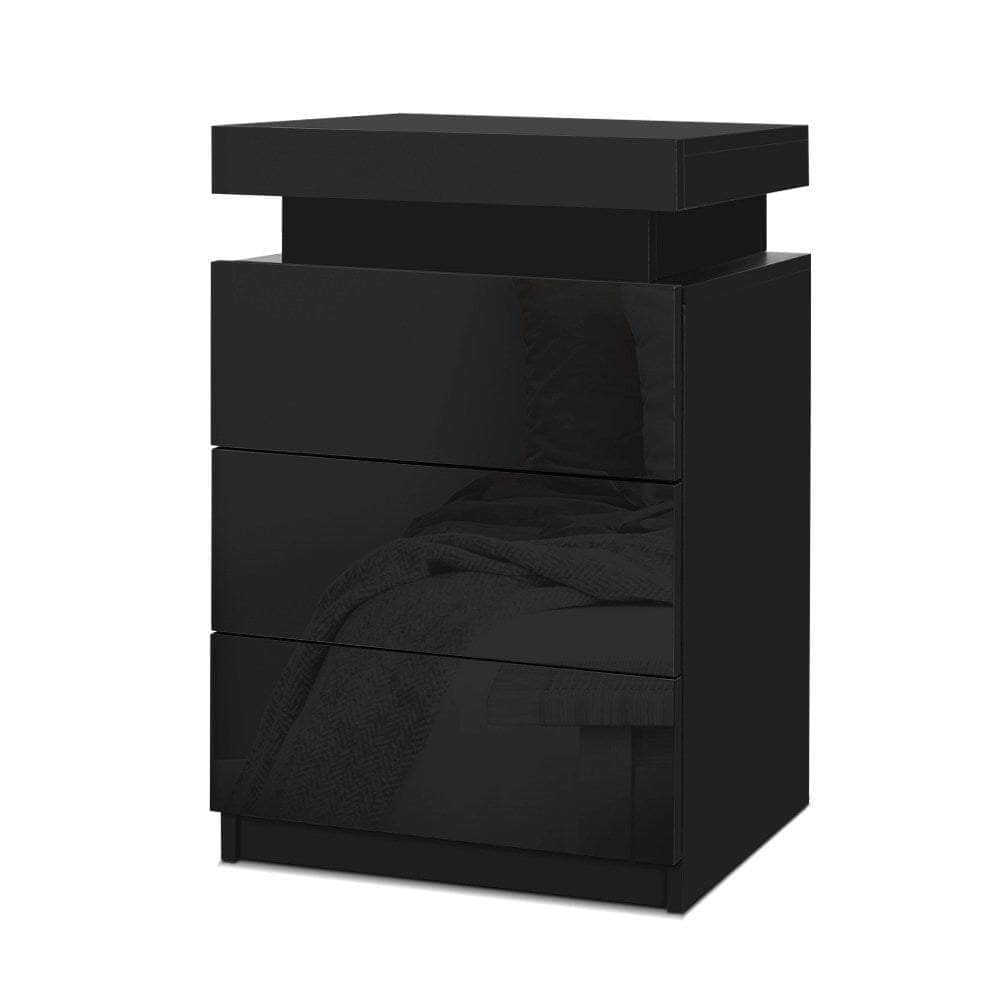 COLEY Black LED Bedside Table