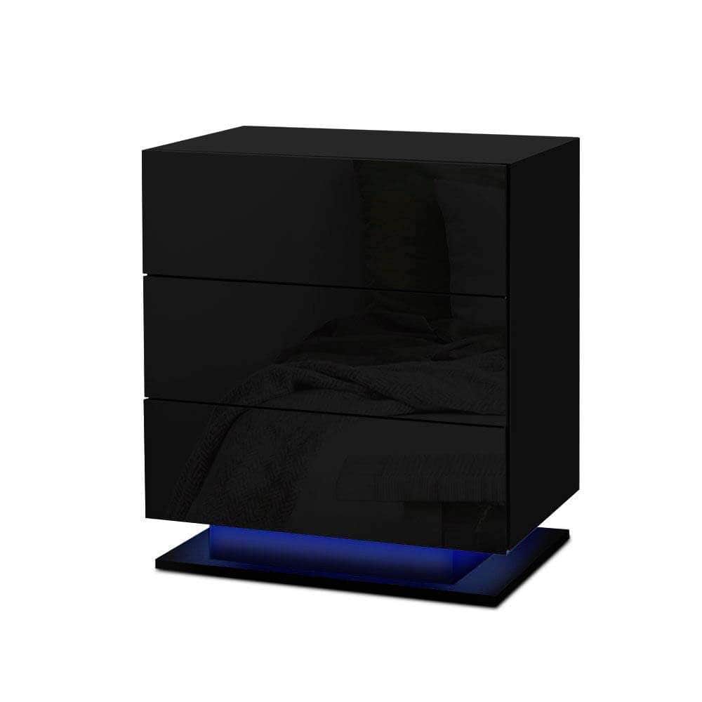 MORI Black LED Bedside Table